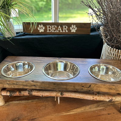 Large Three Bowl Dog Stand