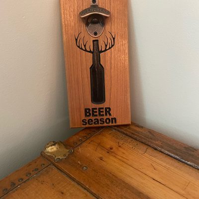 Engraved Beer Season Can Opener Wood Sign