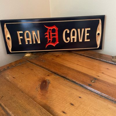 Fan Cave Engraved Wood Sign