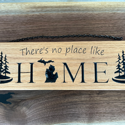 Theres No Place Like HOME – Engraved Wood Sign