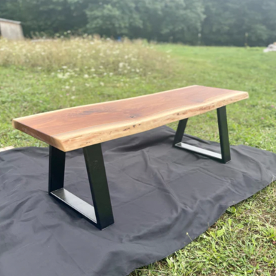 Live Edge Walnut Bench with Metal Legs